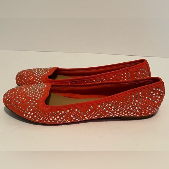 Aldo Khabou Red Rhinestone Embellished Women's Flats - Picture 3 of 16